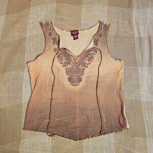 y2k MUDD Motoboho Western Yallternative Peasant Style Tank Top with Leather Ties